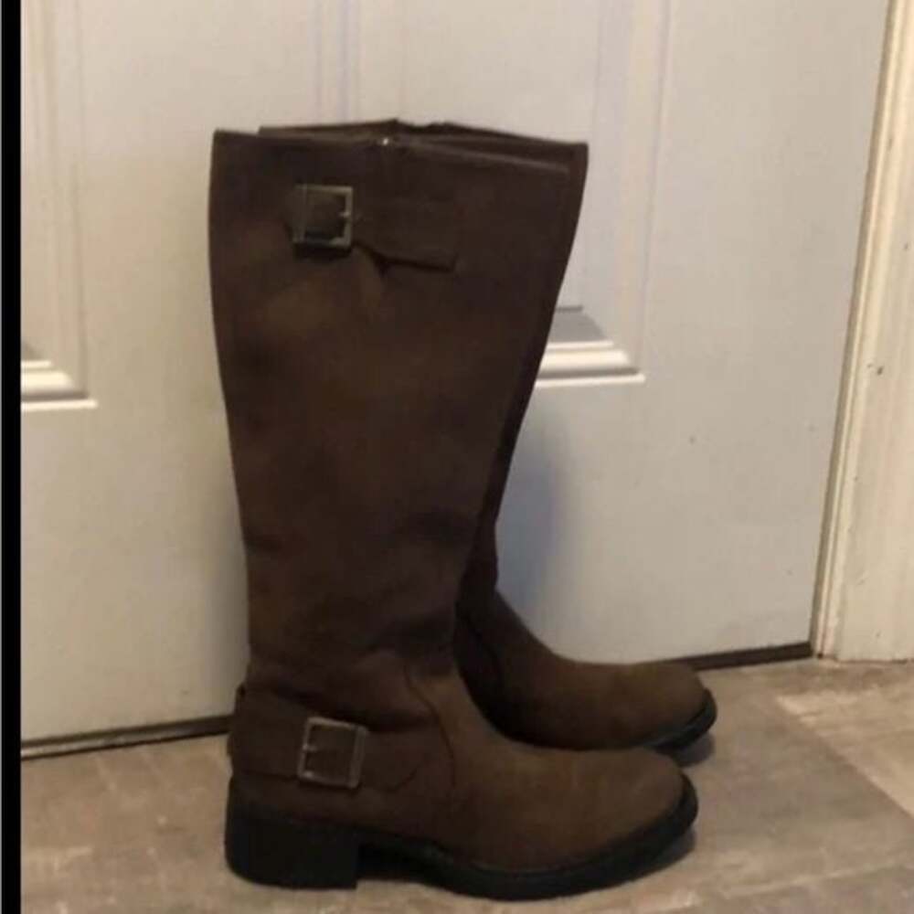 Timberland Boots Womens sz 7M Brown 97319 Leather Zip Buckle Heel